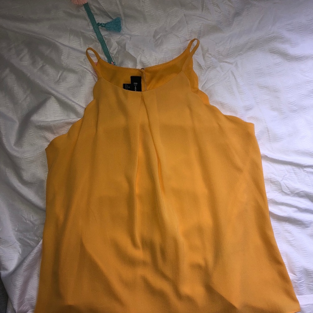 Yellow scallop halter top